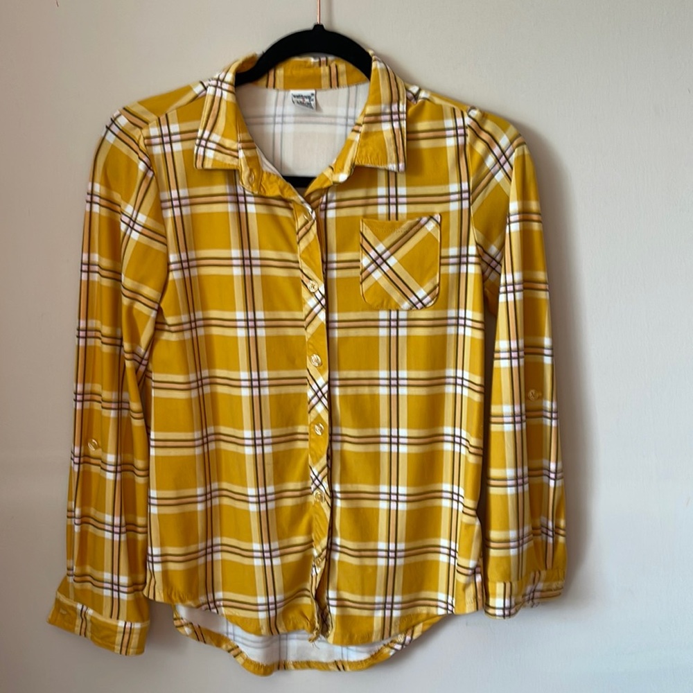 Super soft yellow/white/pink Plaid shirt for girls